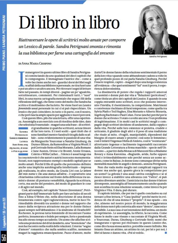 Leggendaria 139 - Anna Maria Crisino su Sandra Petrignani