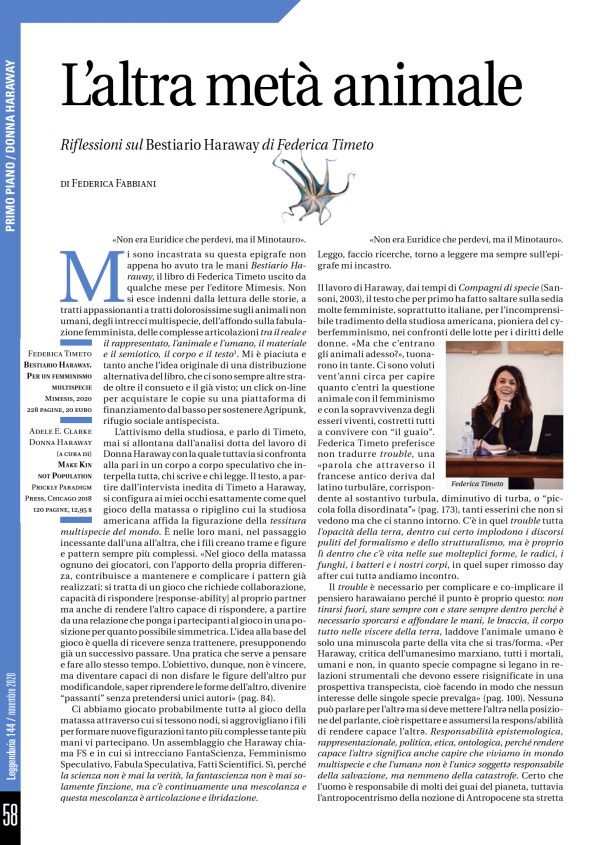 Leggendaria 144 - Federica Fabbiani su Bestiario Haraway
