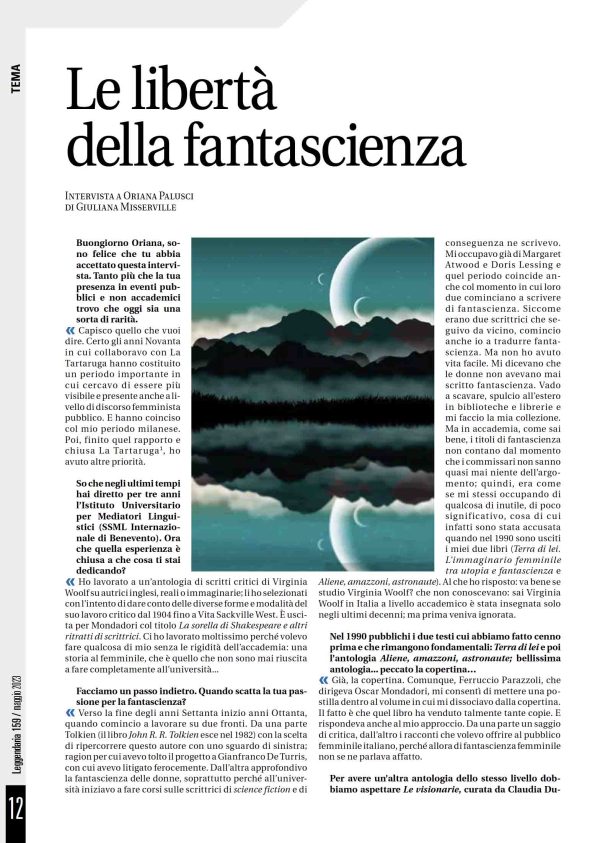 Leggendaria 159 - Intervista a Oriana Palusci di Giuliana Misserville