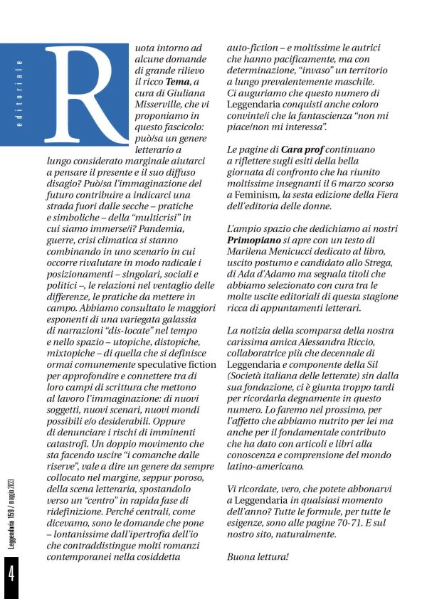 Leggendaria 159 - Editoriale Anna Maria Crispino