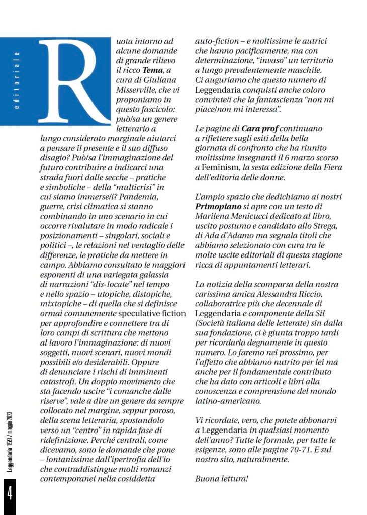 Leggendaria 159 - Editoriale Anna Maria Crispino